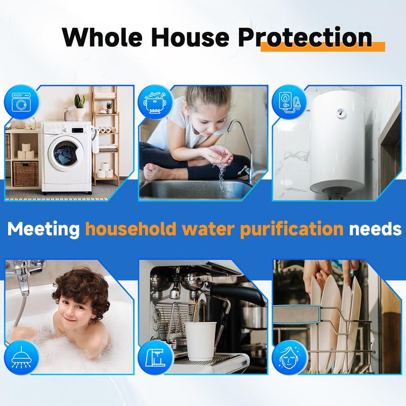 Pure Plus Whole House Water Filter Housing, 10"x4.5" Universal Housing, Pre-Filtration System, with Pressure Gauge, 1" NPT - Image 2